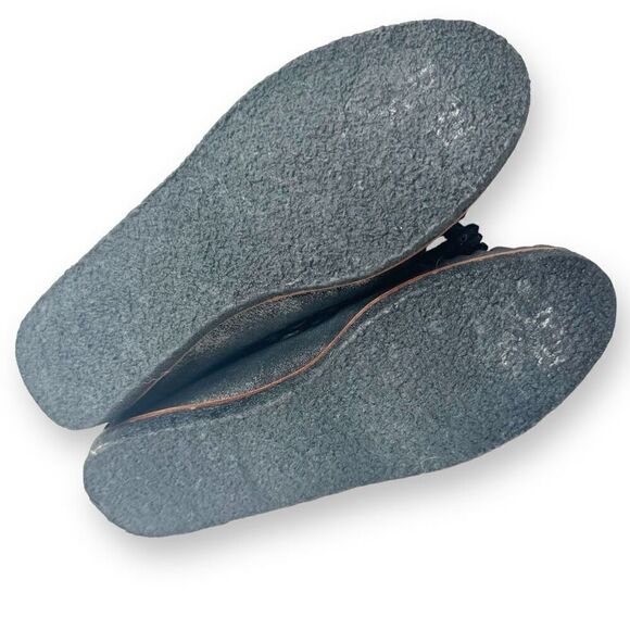 COACH Roccasin Black Metallic Leather Slip On Moccasins Sherpa Flat Loafers Sz 6 - Picture 8 of 10